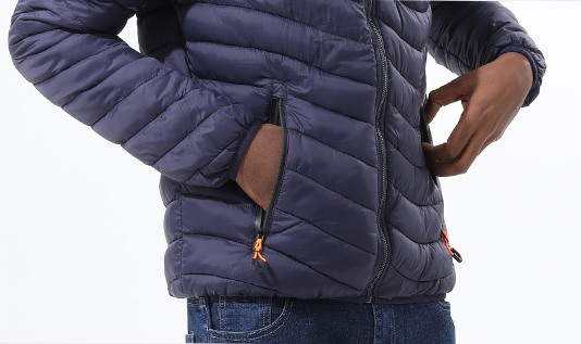 New men's autumn winter down jacket lightweight casual warm long sleeve cotton waterproof windproof coat with a detachable hood