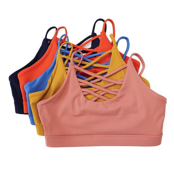 Quality XS-4XL Breathable Ladies Sports Bras Solid Gym Push Up Crop Tops For Running for sale