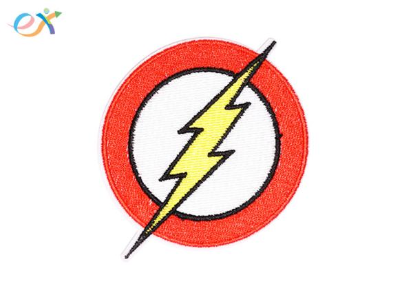 Lightning Logo Custom Embroidered Patches , Twill Background Embroidered Fabric