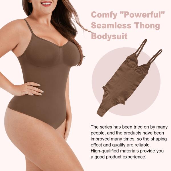 Seamless Tummy Control Bodysuit for Women Basic Solid Thong Shapewear Spandex Material