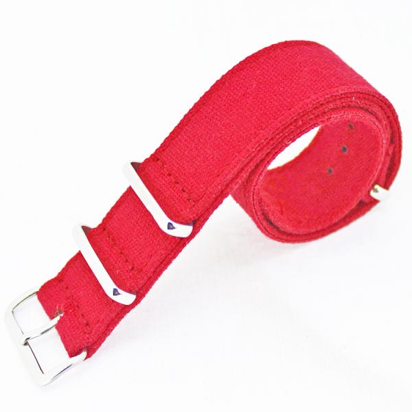 Solid Color Nato Canvas Watch Strap Bright red With Buckle