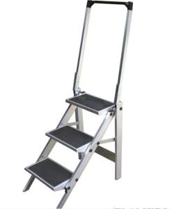 UV Certificate 3 Step Aluminum Ladder , Two Wide Step Stool Ladder With Tool Box And Wheels