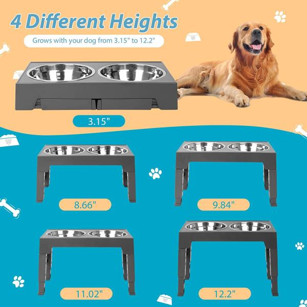 Adjustable Lifting Elevated Dog Feeder Outdoor Dog Bowls With Stand