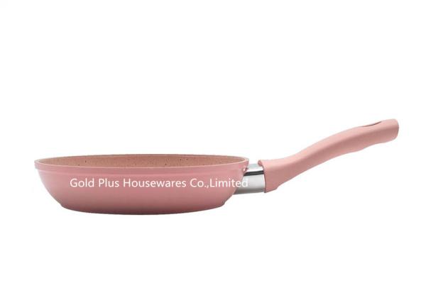 Quality Business gifts fruit color aluminum baking fry pan 16cm stone marble non stick frying pan with anti scalding handle for sale