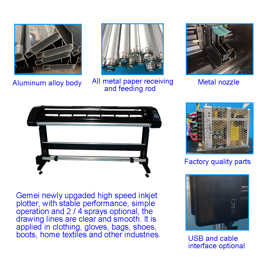1.6m Automatic Computer-Control CAM Inkjet Plotter for Garment Patterns Printing Width