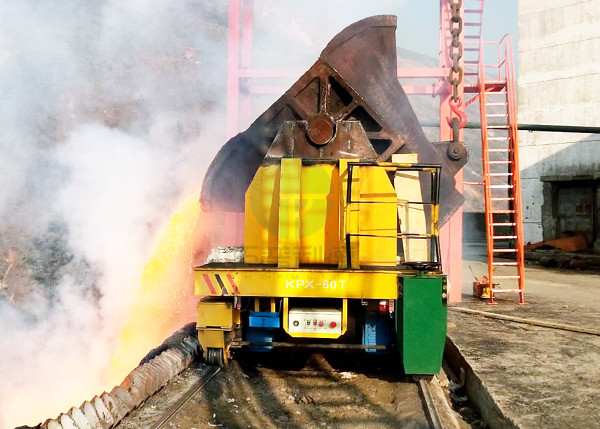 High Temperature Proof Material Handling Trolley , Molten Metal Motorized Rail Cart Anti Explosion