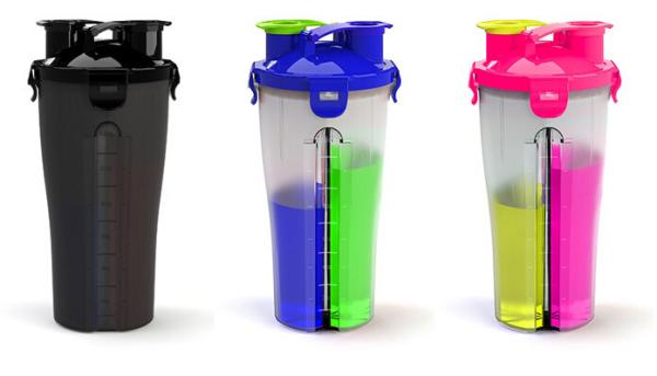Quality dual shaker/Bpa Free 2015 Twin pack Dual plastic personalized protein shaker bottle Cup for sale