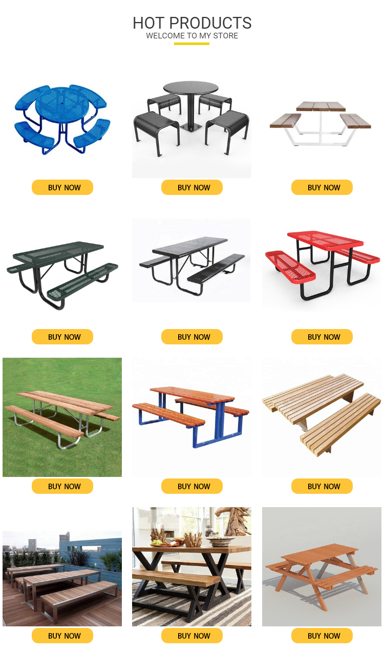 Outdoor Furniture Metal Wood Table Bench sets with Customized Material/color/ size Outdoor Dining Table Set