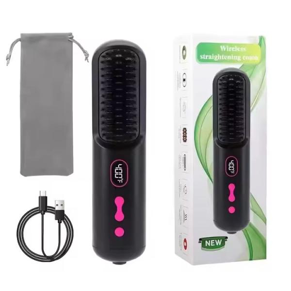 Quality Rechargeable Wireless Hair Straightening Comb Negative Ion No Hair Damage Portable for sale