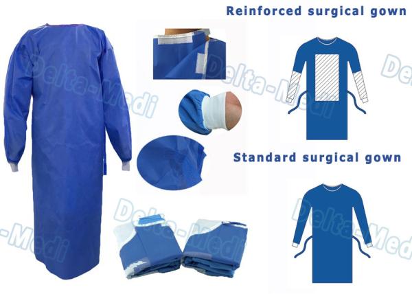 Quality SMS Disposable Surgical Gown With Knitted Cuff Environmentally Friendly for sale
