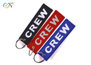 China Custom Remove Before Flying Keychains Embroidered Double Sided Key Tag on sale