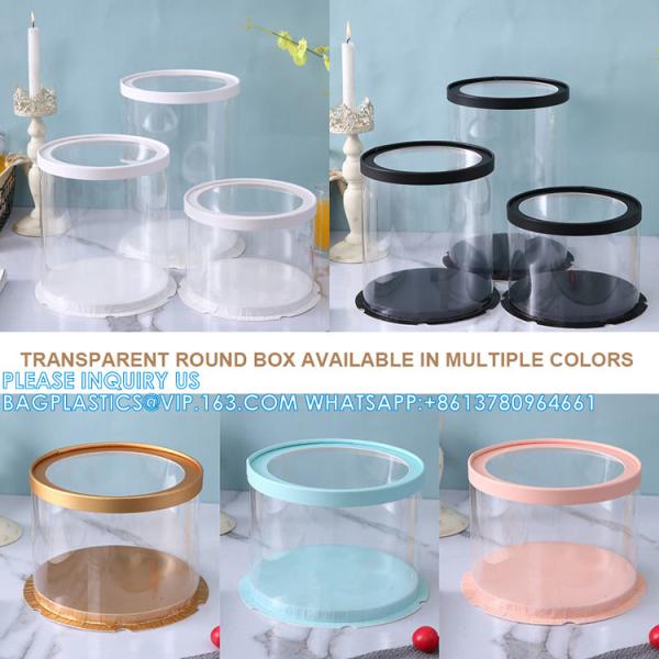 Tall Clear Cake Boxes With Ribbon - Gold Round Clear Cake Box For Birthday Cake | Wedding Cake Transparent Cake Box