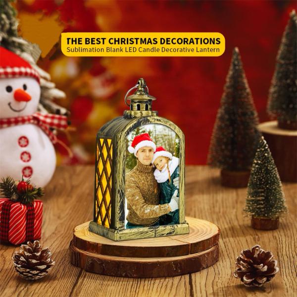 Custom Blanks Christmas Lantern Hanging Led Garden Decorative Storm Light Sublimation Lanterns