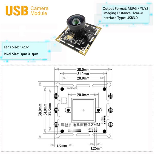 Global Shutter Global Exposure 2MP CMOS Sensor USB-C Camera Module