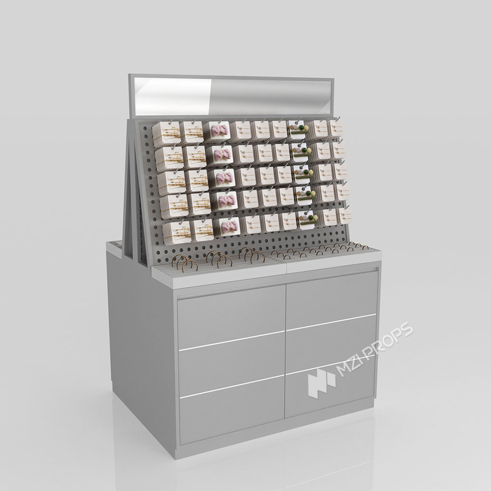 GDR08-SP03 Retail Display Shelf with Hanging Rods and Hooks for Versatile Display Options in Cosmetics Retail Stores