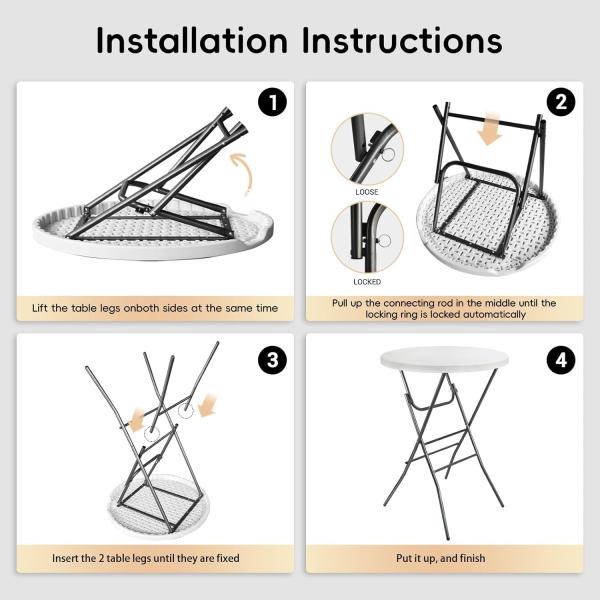 Indoor Outdoor Gathering High Top Table Bar Height Folding Table for Bar Furniture