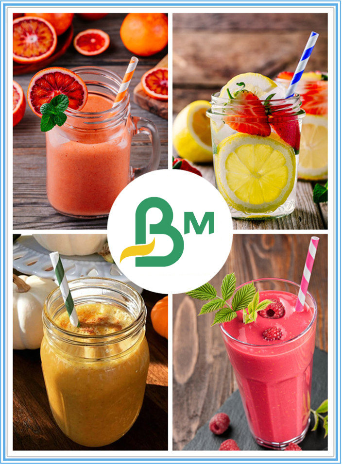 100% Compostable Disposable 60gsm Striped Straw Paper All Color Options For Bars