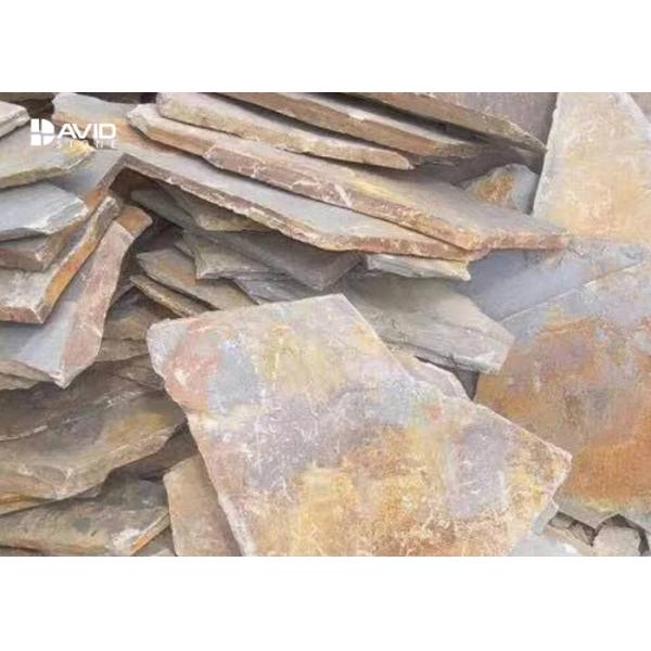 Light Yellow Slate Paving Stones Skidproof Irregular Size For External Floor