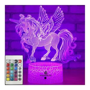 Harmless Multicolor 3D Night Light Unicorn , Practical 3D Unicorn Illusion Night Lamp