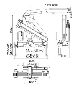 5 Ton Light Truck Loader Crane , Knuckle Cargo Crane Truck