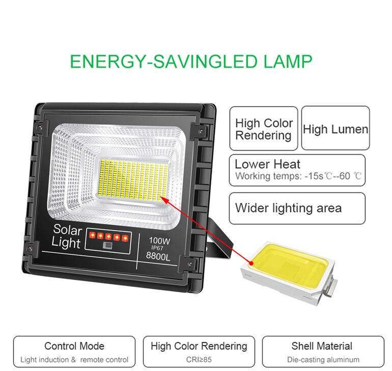 300W High Quality Aluminum Alloy Solar Flood Lights Battery Replaceable High Bright Solar LED Flood Light