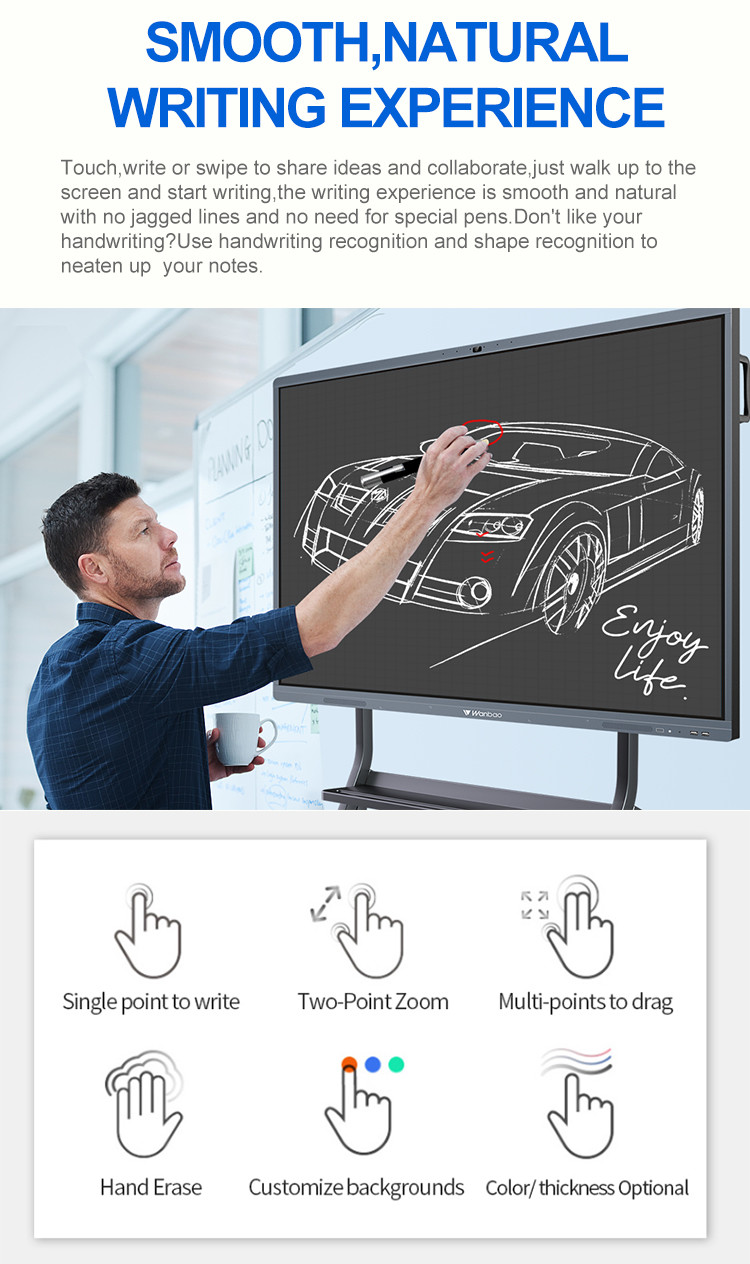 100'' Digital Interactive Board Smart Digital IR Whiteboard Interactive Display Stand For Meeting