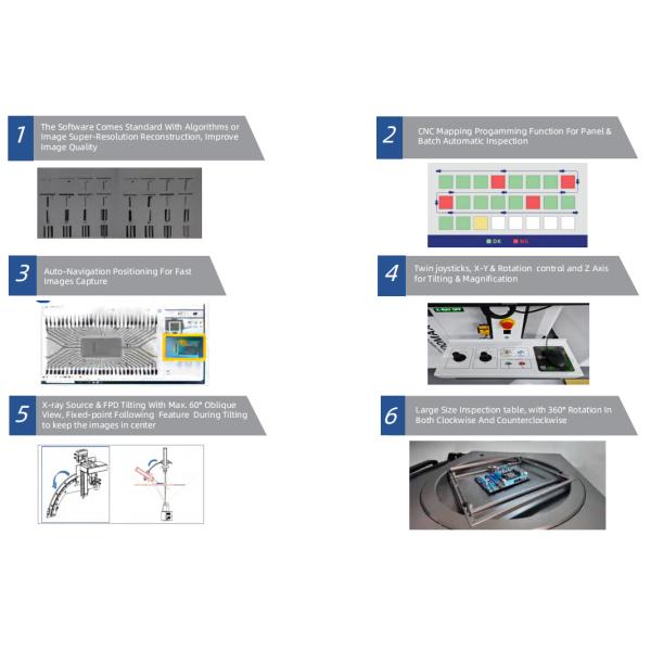 CNC Programable Automatic Inspection Electronics X-Ray Machine Unicomp AX9100MAX With Tilting Angle 60°For IC Curvature Measurement