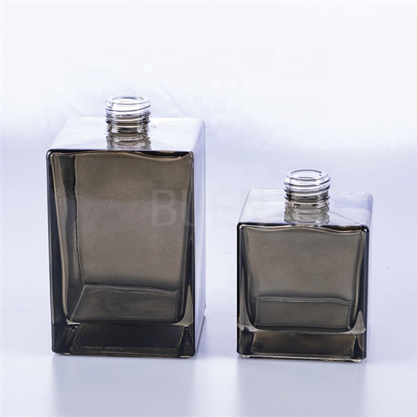 Square Reed Glass Aromatherapy Diffuser Oil Bottle Transparent Black