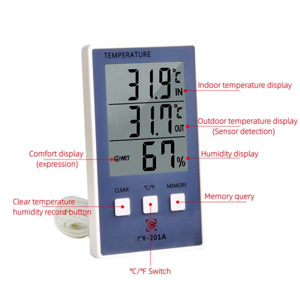 Quality 1.8F Accuracy Temperature Humidity Meter C/F LCD Display Sensor Probe Weather Station for sale