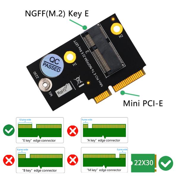 M.2 NGFF Key E To Half-Size Mini PCI-E Adapter For WiFi6 AX200, Card And Y510P Model