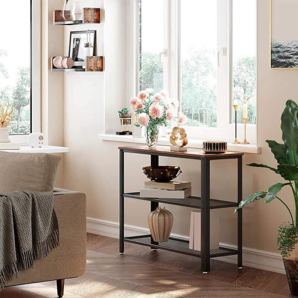 Quality 3-tier Console Table with Metal Frame, Industrial Sofa Table, VASAGLE Console Table, ULNT81BX for sale