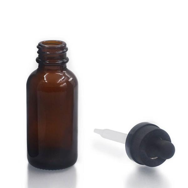 OEM Amber Boston Round Glass Bottles 30ml Amber Dropper Bottles