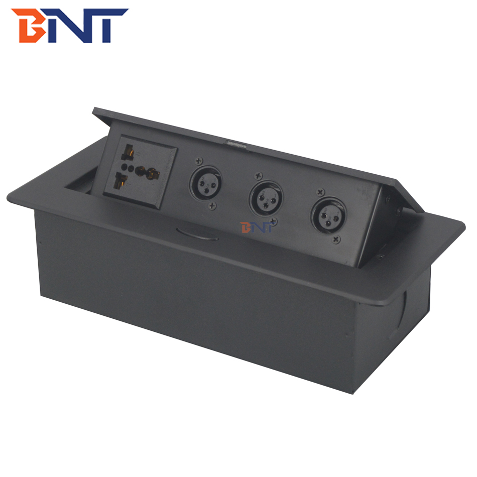 Built in table flush mount power and data desk mounted socket box