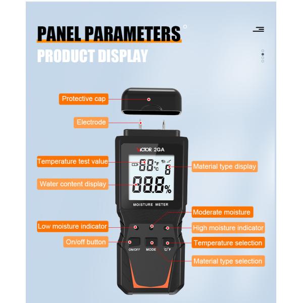 VICTOR 2GA Digital Wood Moisture Meter Handheld Humidity Meter