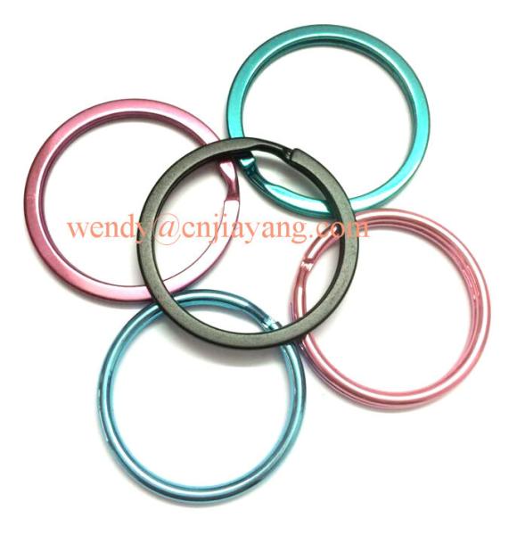 Quality jiayang rainbow color snap hooks  flat key ring and keyring split with chains for sale