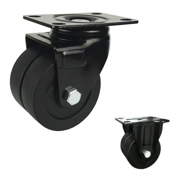 Quality Black 200kg Loading 3inch Nylon Casters With Plain Bearing for sale