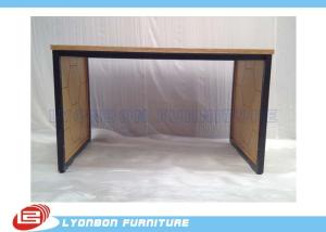 China Melamine Finished Black Metal Retail Display Tables Shopping Mall MDF Display Table on sale