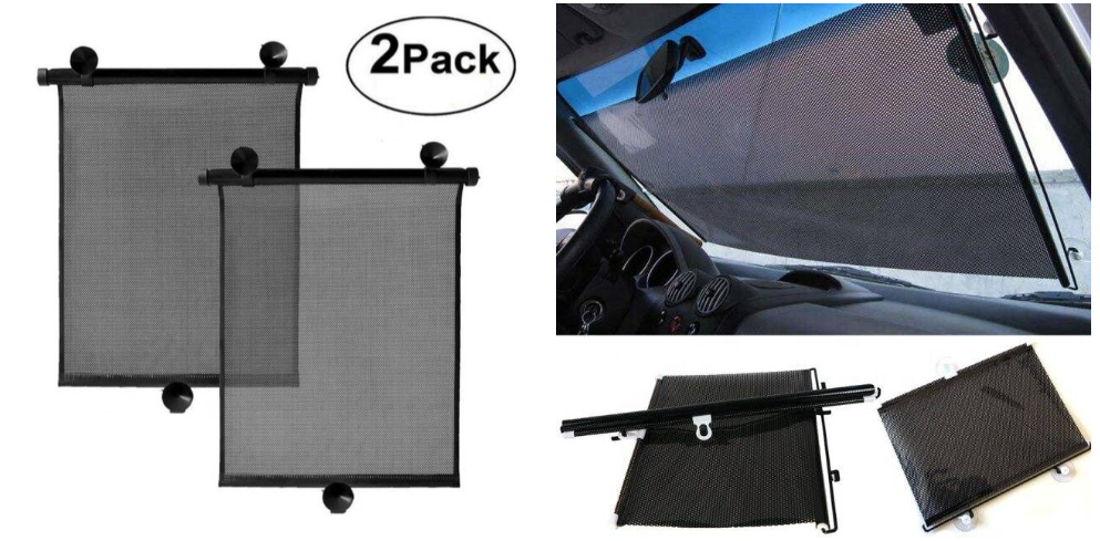 Car Windshield Sunshade Roller Blinds Auto Window Retractable Summer Protection Heat Insulation Curtain Front Rear Shading