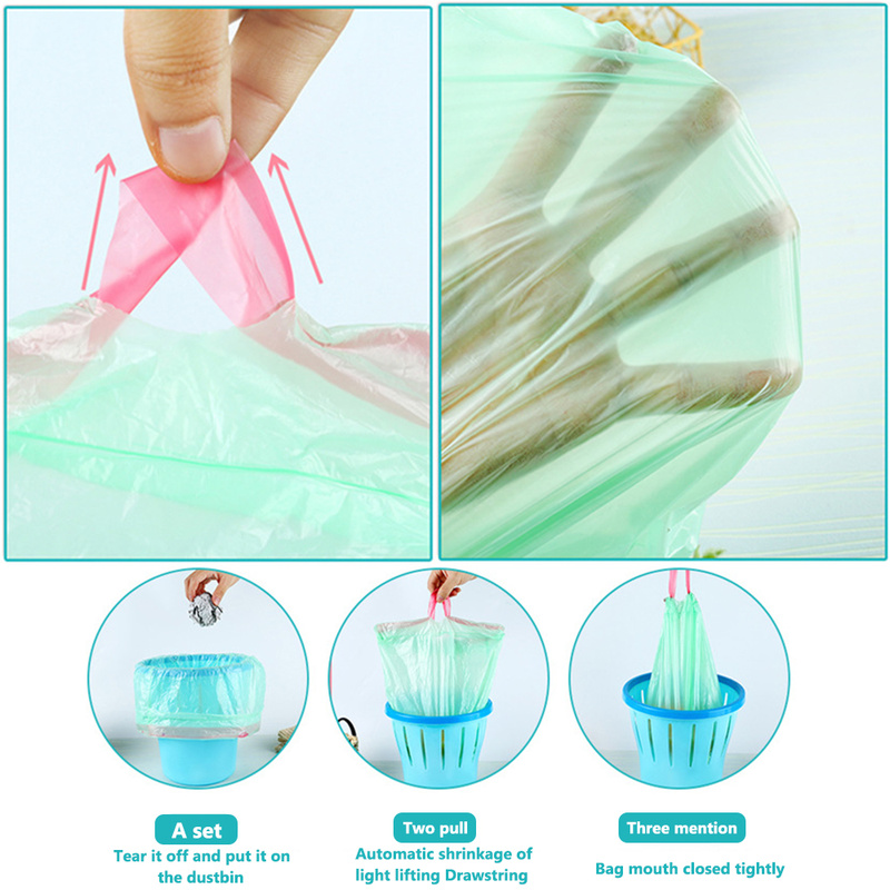 HDPE Custom Logo Printing Garbage Bags With Drawstring For Interleaved