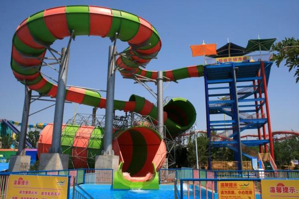 Quality Wide Aqua Park Slide Commercial Fiberglass Python Water Slide 15m Height for sale