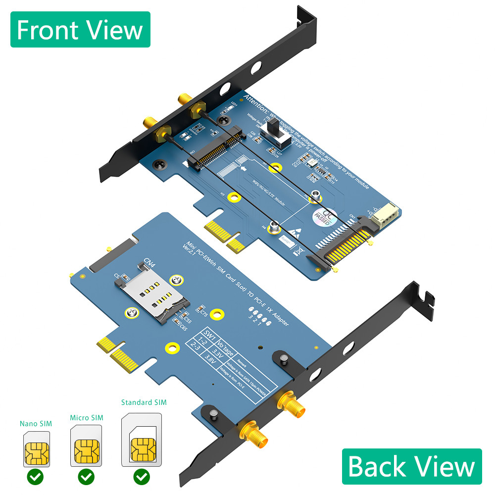 Mini PCI-E PCI Express to PCI-E 1x Adapter for WiFi and 3G-4G-LTE card