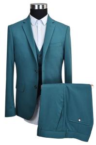 Deep Green Tailored Mens 3 Pieces Suit Office Business Breathable Anti Wrinkle