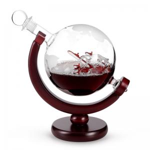 Buy cheap Borosilicate Etched Glass Decanter , Globe Whiskey Decanter With Wine Glass Cup Gift Set product