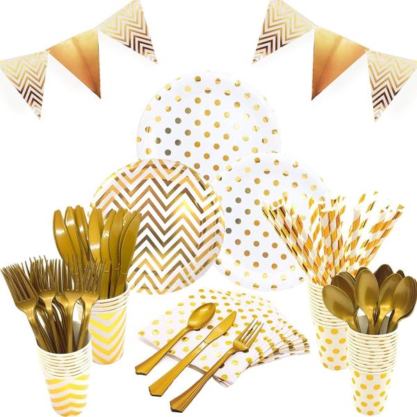 Quality Disposable Gold Party Plates And Cups for sale