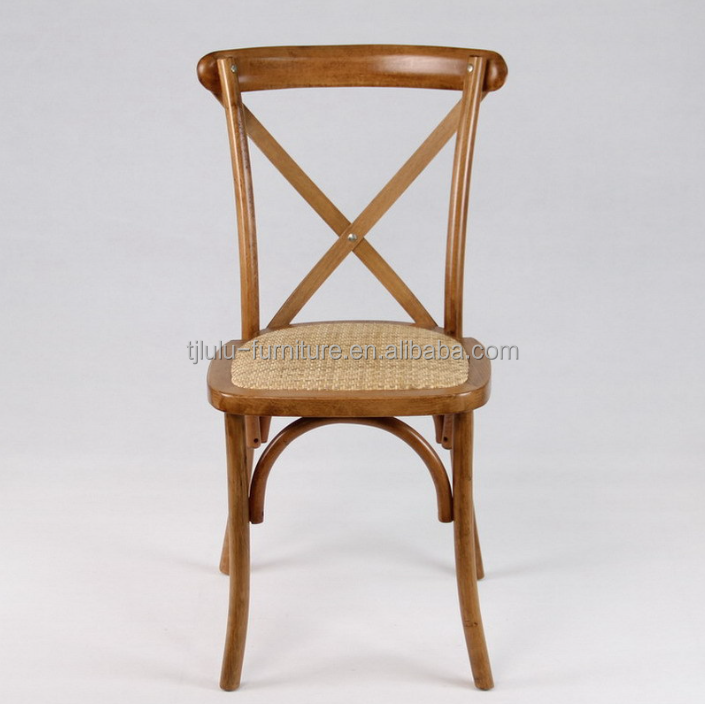 Customized Designs Nordic Modern Rattan Cross Back Stackable Solid Wood Banquet Wedding Wooden Chair OEM Service Accepted