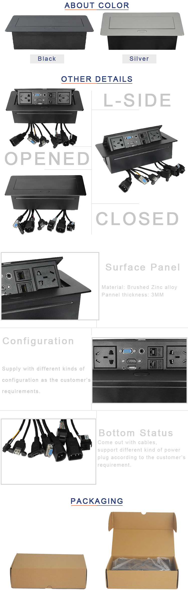 air support push pop up desktop power socket/ concealed electric socket box for furniture/ office table socket box