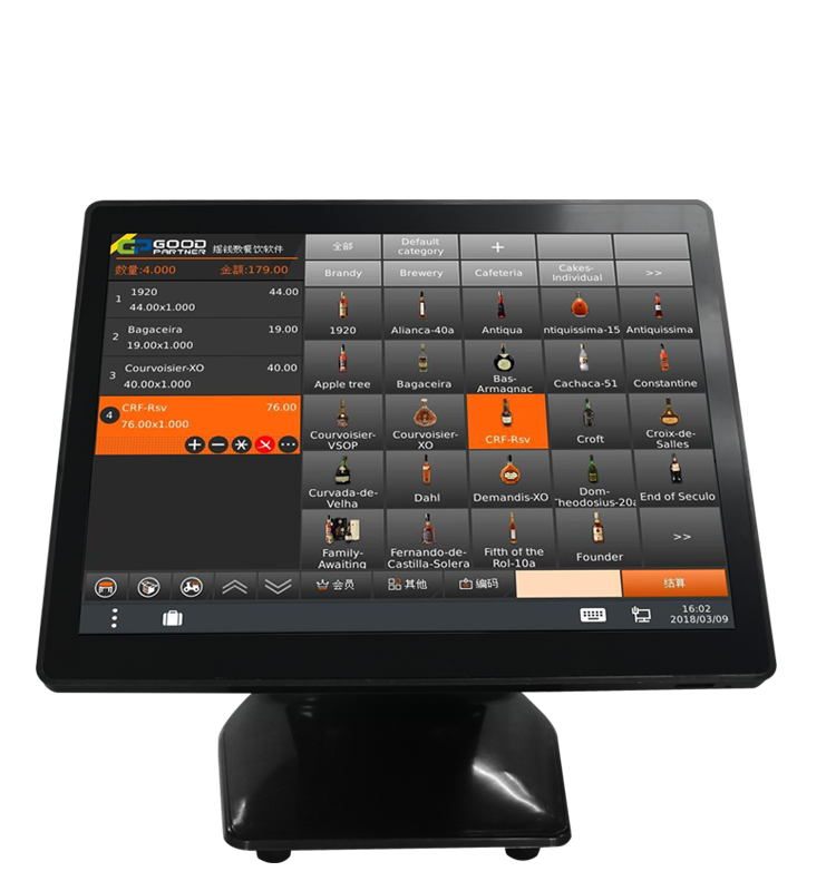 Capacitive Touch Screen POS Machine VFD Customer Display POS Software 15 inch Display