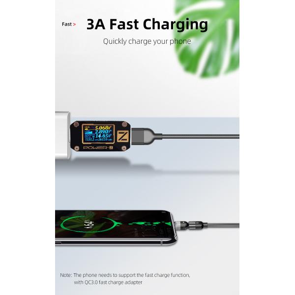 540 Degree 3A Magnetic Micro USB Quick Charging Cable