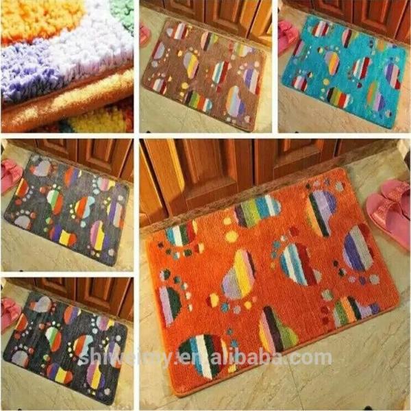 Quality Polyester hand tufted pattern modern bath room mat with latex backing for sale