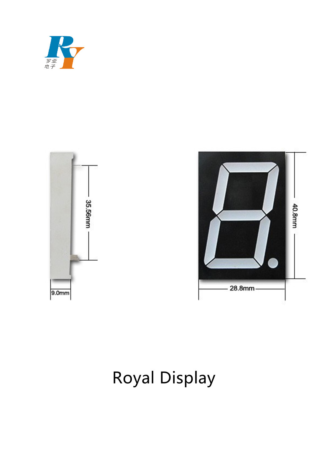 120mcd 7 Segment LED Display SMD RGB 1 Digit 1.2 Inch 16mm Pixels